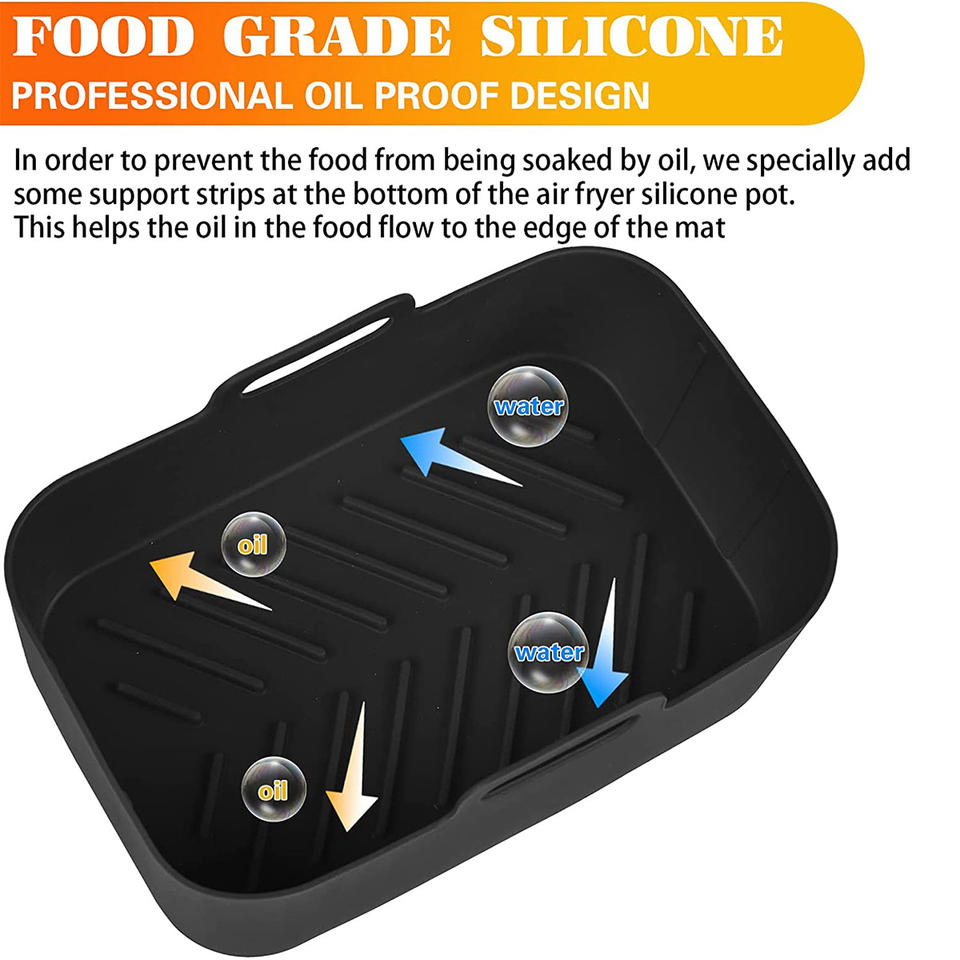 New Product BPA Free Good Safe Air Fryers Liner Kitchen Accessories Tools Collapsible Rectangle Air Fryer Silicone Liner