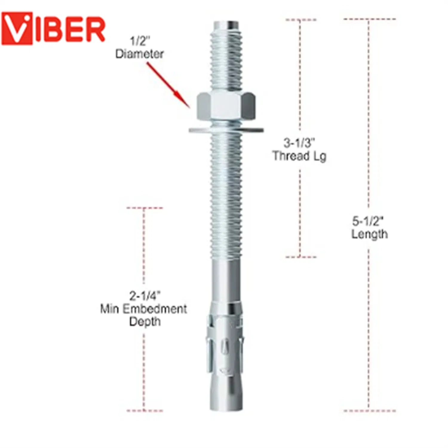 Клиновой анкер 3/8" x 3" из нержавеющей стали для бетона