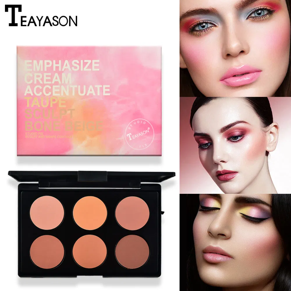 Hot! ! ! Tys 6-Color Matte Blush Trimmimg Palette Naturally Brighten