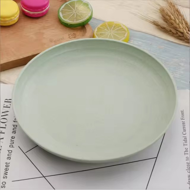 Wheat Straw Round Plate Fruit Plate for Household Kitchen