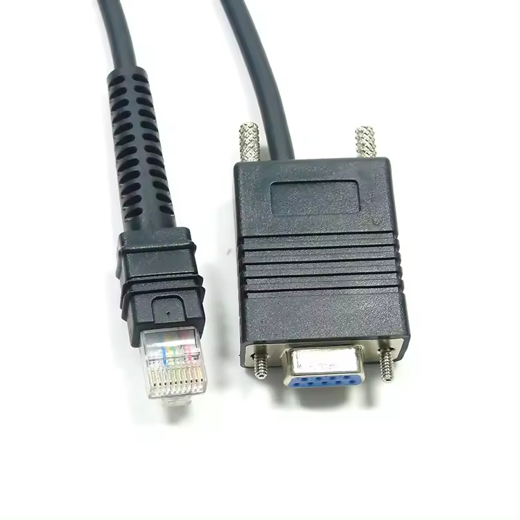 5m Barcode Reader Rj50 Scanner Cable Coiled Spiral Data Serial RS232 for Zebra Li3608-Sr