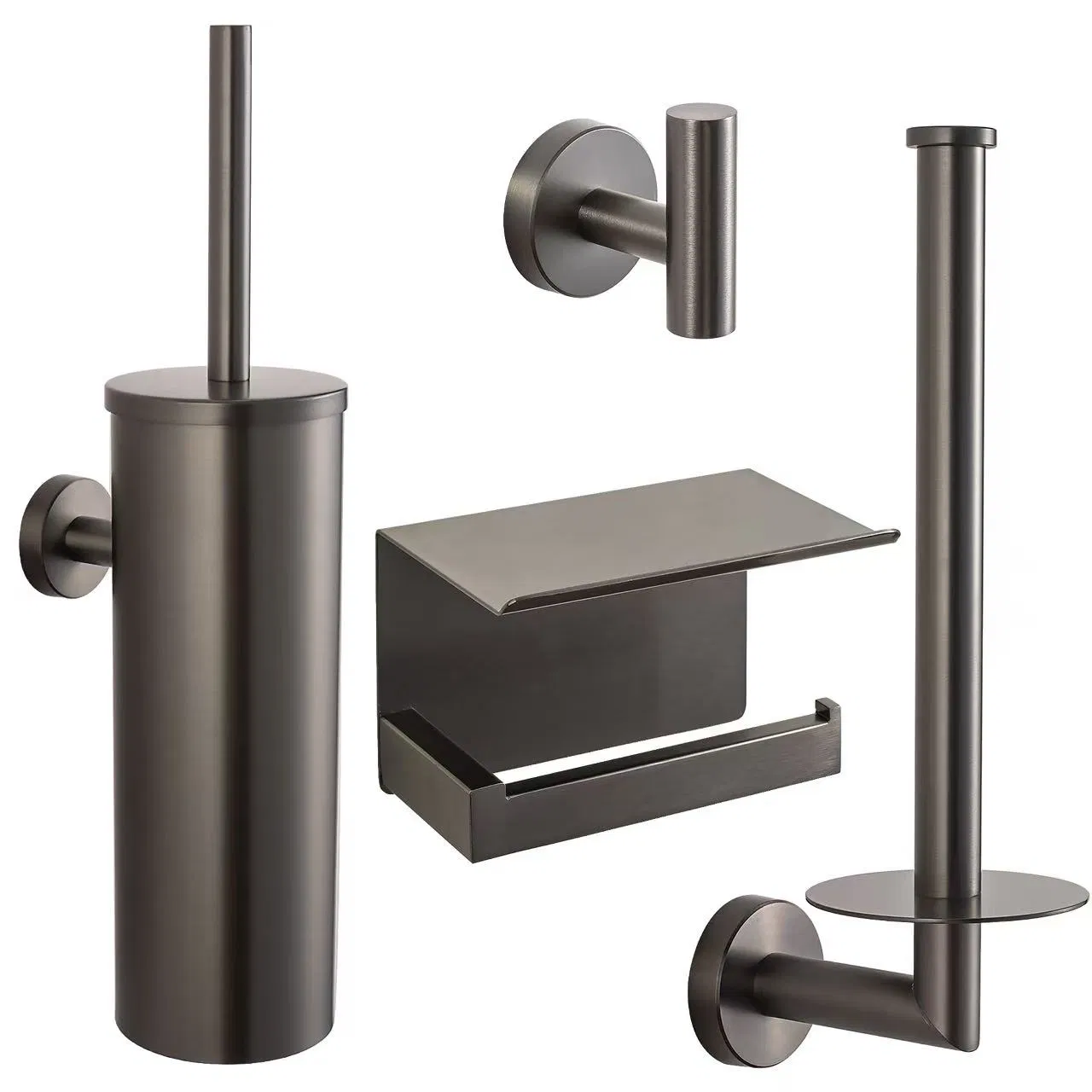 Toilet Accessories 4-Piece Set Stainless Steel Paper Holders Towel Hook Toilet Brush