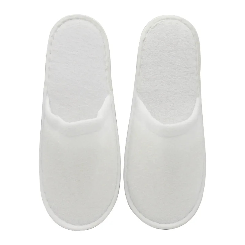 Wholesale Custom Logo EVA Sole Nap Cloth White 5 Star Hotel Room Guest Disposable Slippers