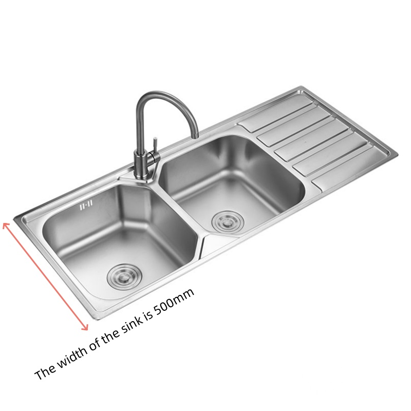 12050f-Stainless Steel Double-Basin Sink with Plates