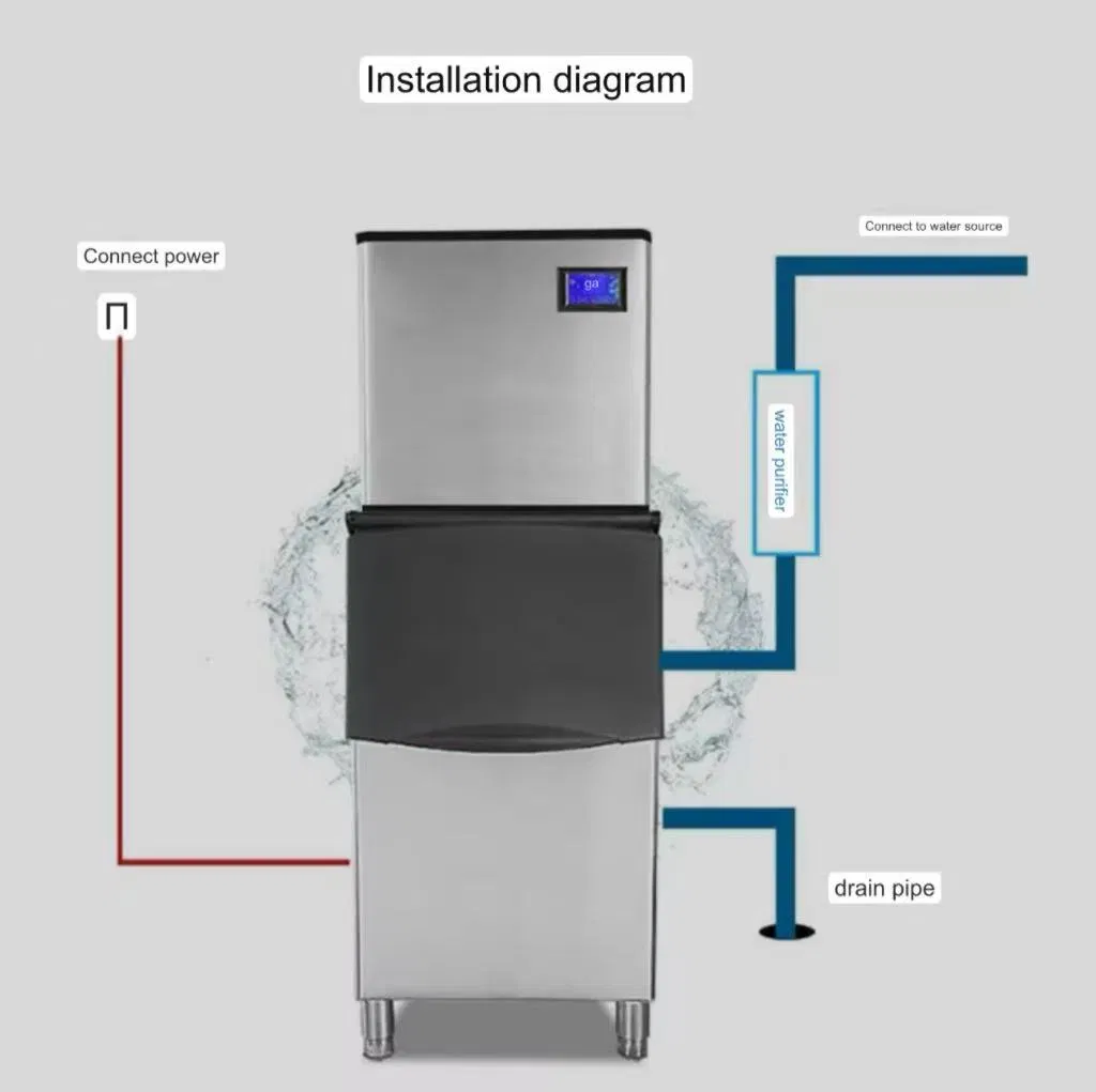 Factory Wholesale High Quality 50kg/100kg/150kg/200kg/500kg/700kg/100kg Per Day Restaurant Kitchen Crystal Cube Ice Maker Machine for Bar