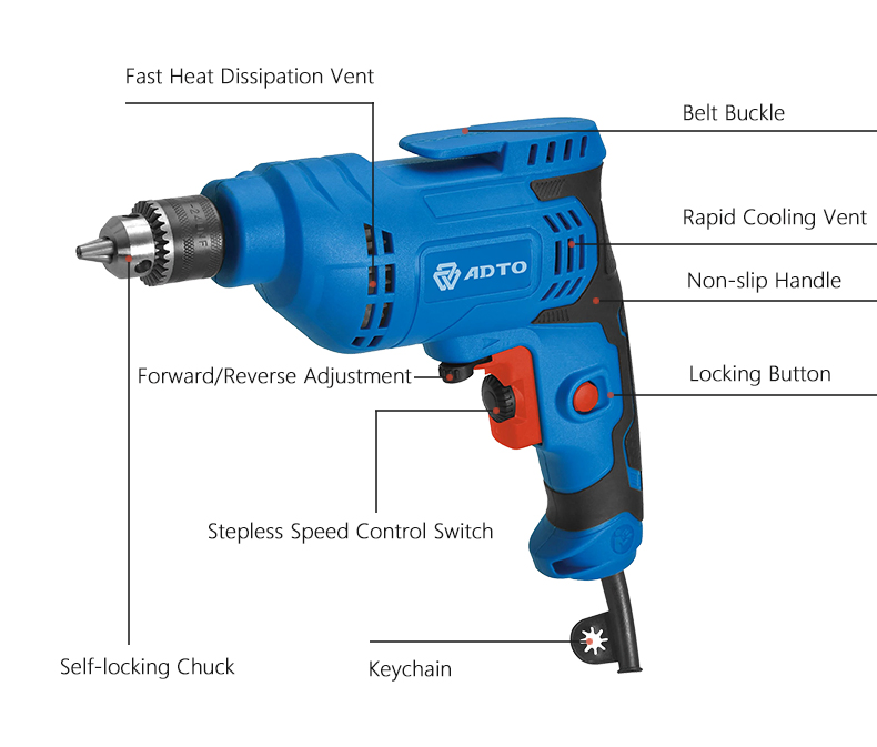 Электрическая дрель-шуруповерт ударная 400Вт 13мм 220В
