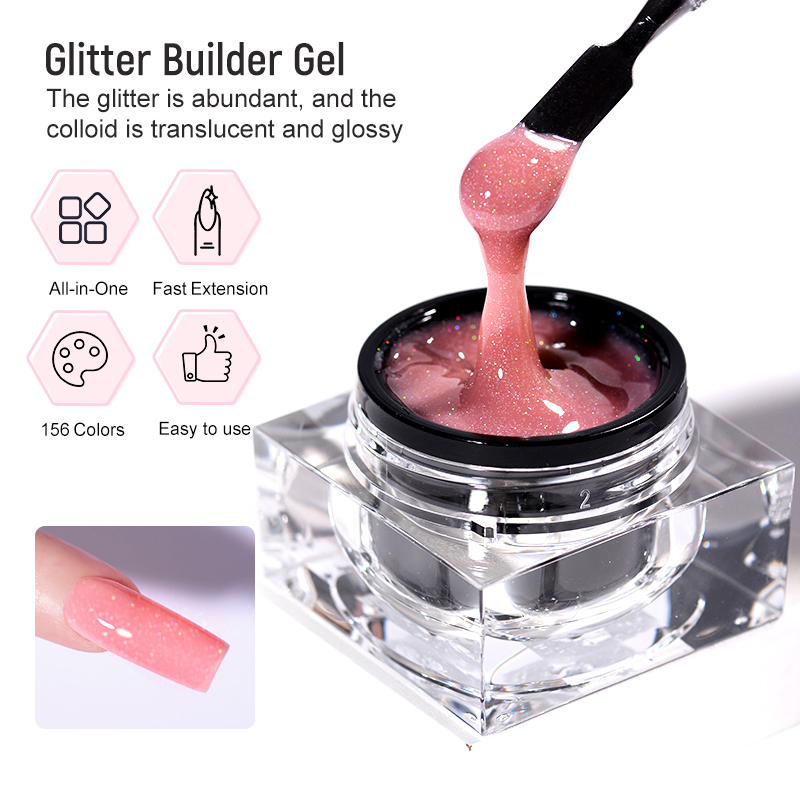 New Formula No Burn Builder Nail Extension Gel 15ml Hema Free Low Heat Self Leveling Acryl Mousse Glitter Hard Gel