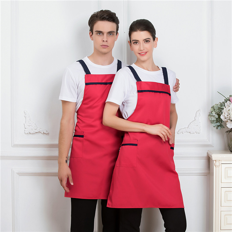 Stylish Color Block Kitchen Apron with Pockets for Chefs