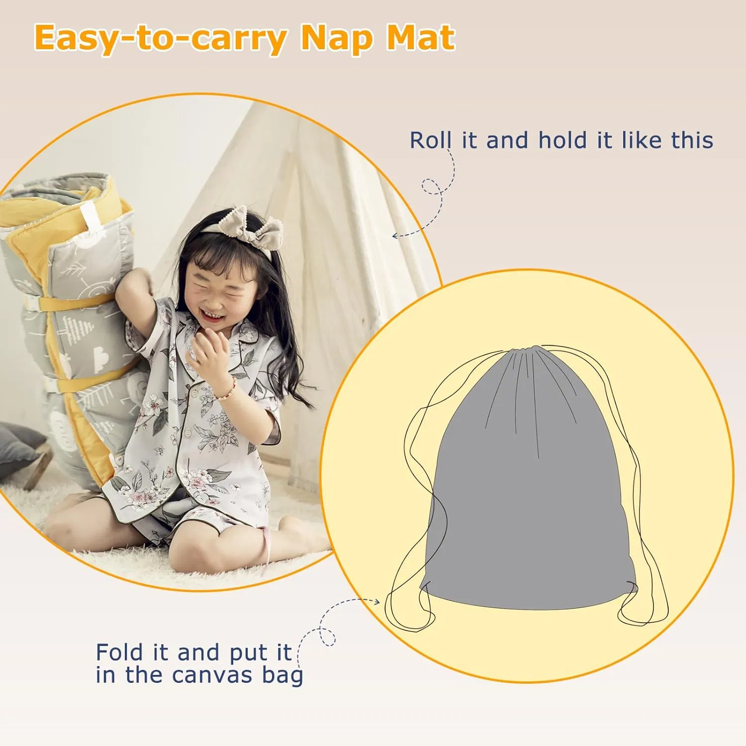 Portable Sleeping Mat Soft Microfiber Toddler Nap Mat