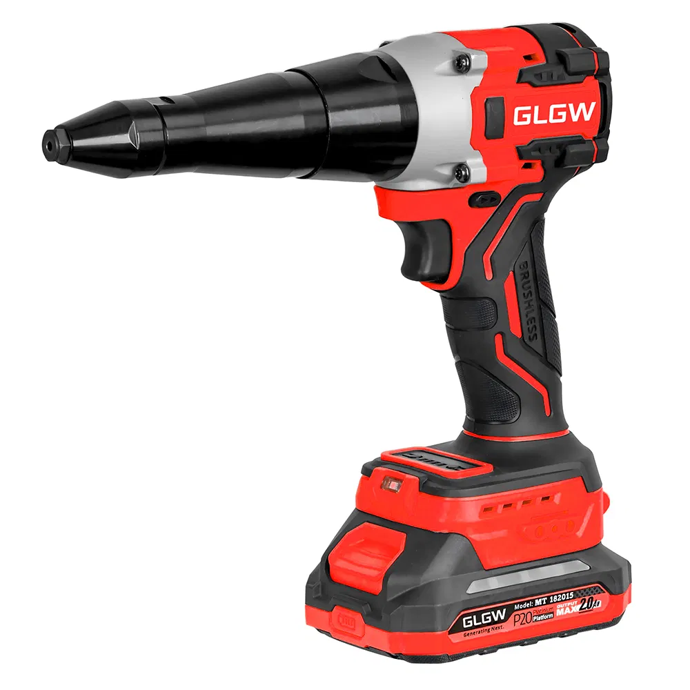 Glgw 20V Cordless Brushless Motor Automatic Industrial Lithium Battery Nut Riveting Gun M3-M12 Nut Rivet Machine Tool for DIY