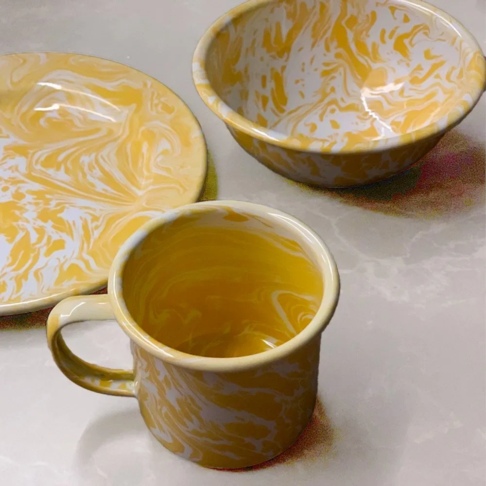 Customized Marble Speckles Black Blue White Enamel Candle Soy Wax Enamel Mug 250ml 350ml Candle Enamel Cup Jug Jar Handmade