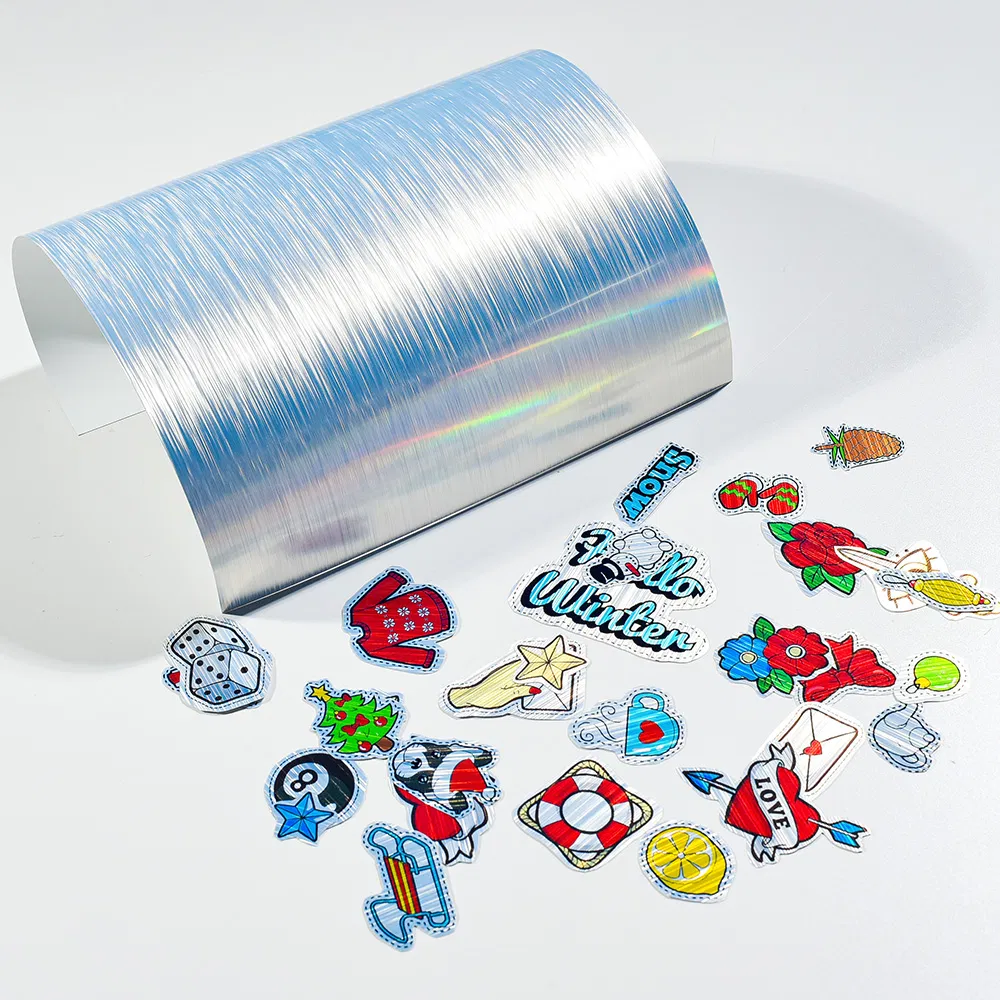 Inkjet Memjet Platinum Brushed Silver Type Waterbased Printable Pet Holographic Blank Sticker Label