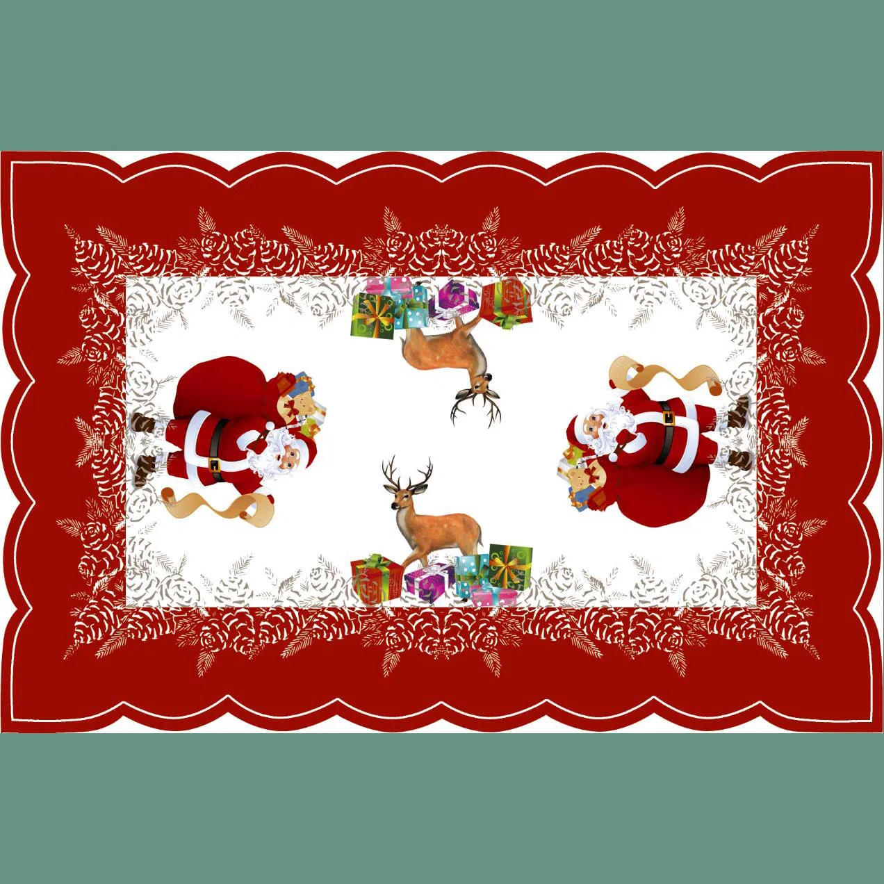 Merry Christmas and Happy New Year Festival Digital Printed Tablemat Placemat Tablecloth