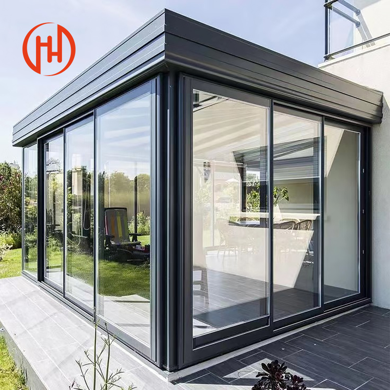 Prefabricated Retractable Green Glass House Sunroom for Swimming Pool