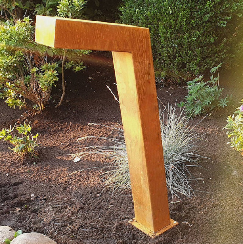 Urban Corten Steel LED Bollard Light L-Shaped Rusty Path Lights