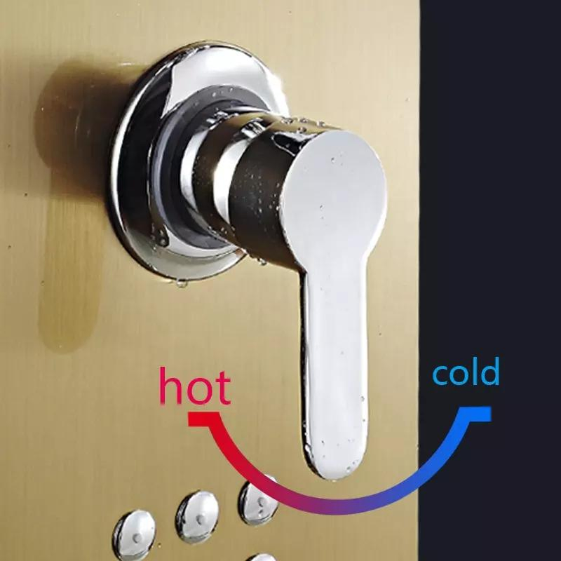 Golden Nickel Brushed Shower Panel Column Towers Stainless Steel Waterfall SPA Jets Smart Shower Wall Panel Shower Panel