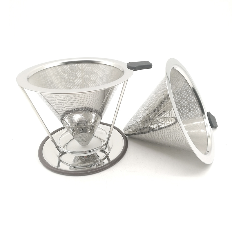 Small Reusable Cone Shape Permanent Metal Stainless Steel Coffee Filter Supplies