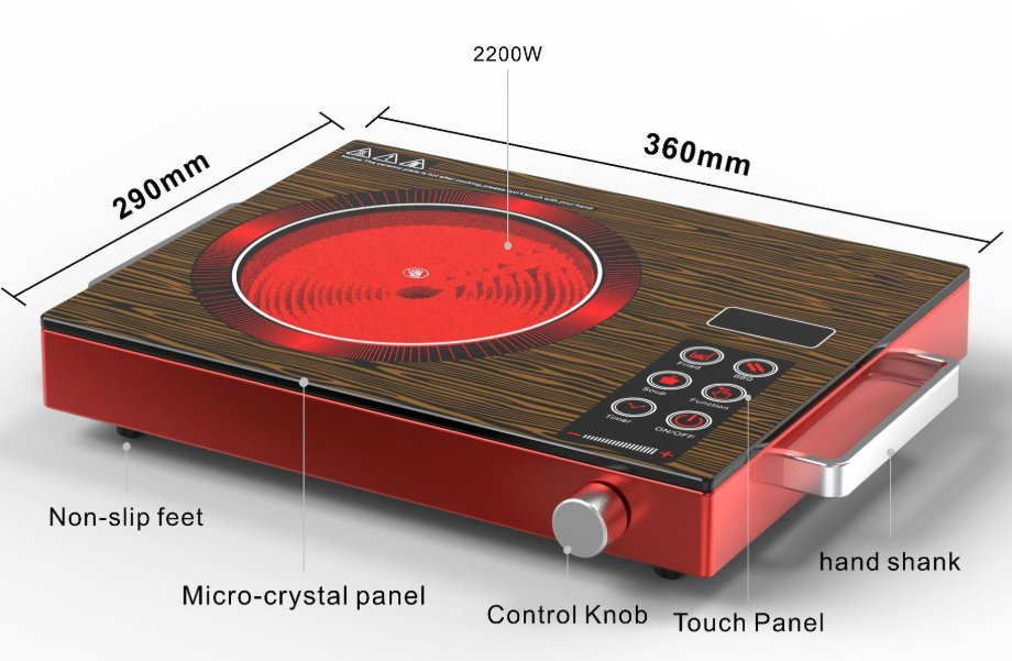 2200W Ceramic Cooker Infrared Cooker Hot Plate 1 Burner Cooktop