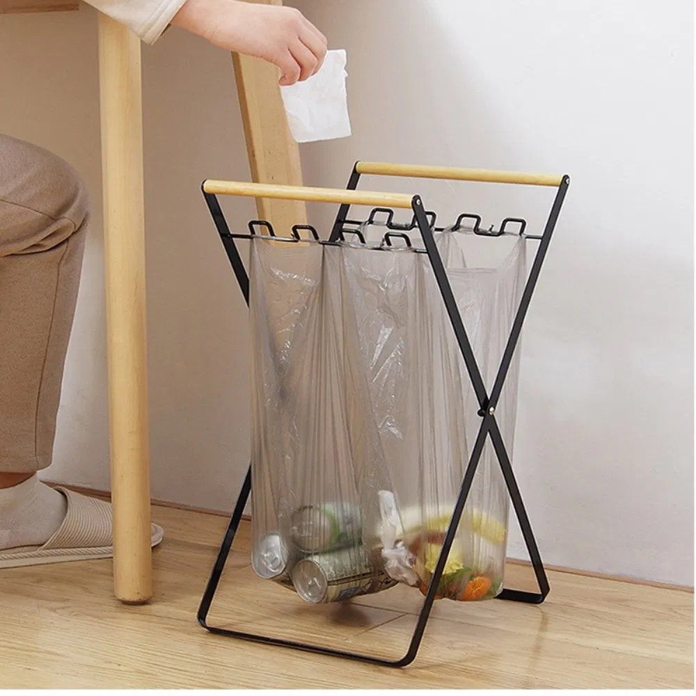 Kitchen Waste Bin Folded Metal Open Top Garbage Rack Household Foldable Garbage Rack Portable Outdoor Garbage Bag Storage Bracket Bl23210