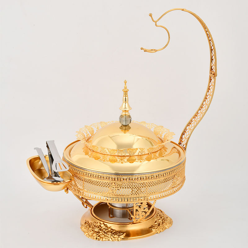 New 4L 6L 8L Stainless Steel Gold Hotel Restaurant Food Large Capacity Hot Pot Catering Buffet