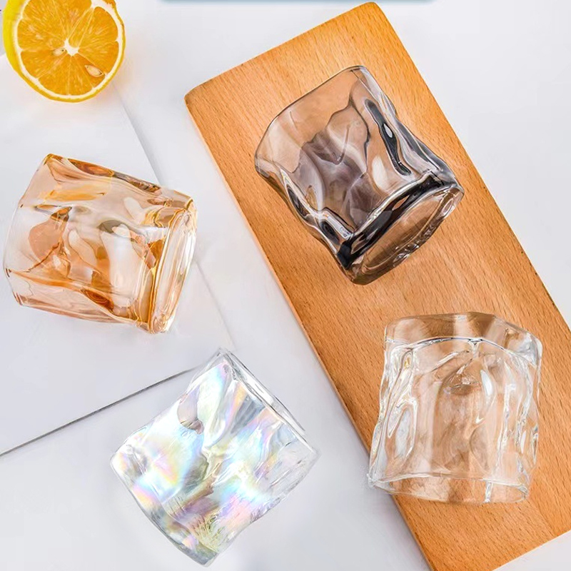 Unique Classic Irregular Water Whisky Glass Cup Twisted Milk Soda Glass