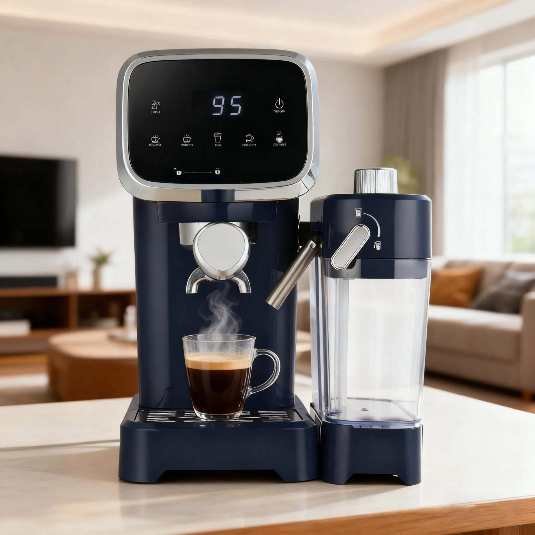 Longbank New Professional Touch Screen Electric 1350W Italian Pump Semi-Automatic Espresso Coffee Machine