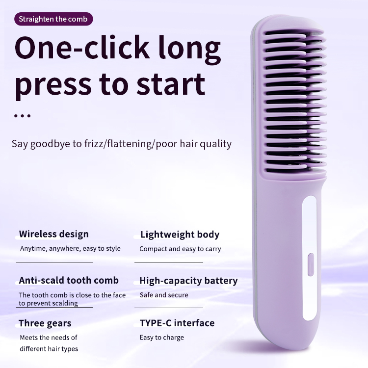 Hair Straightening Comb Professional Luxury Mini Electric Hair Straightener Comb
