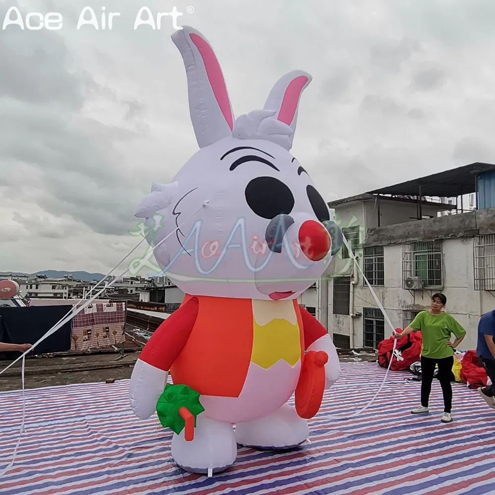 4m High Inflatable Cartoon Bunny Alice in Wonderland Inflatable Cute Rabbit Balloon for Party or Stage Display