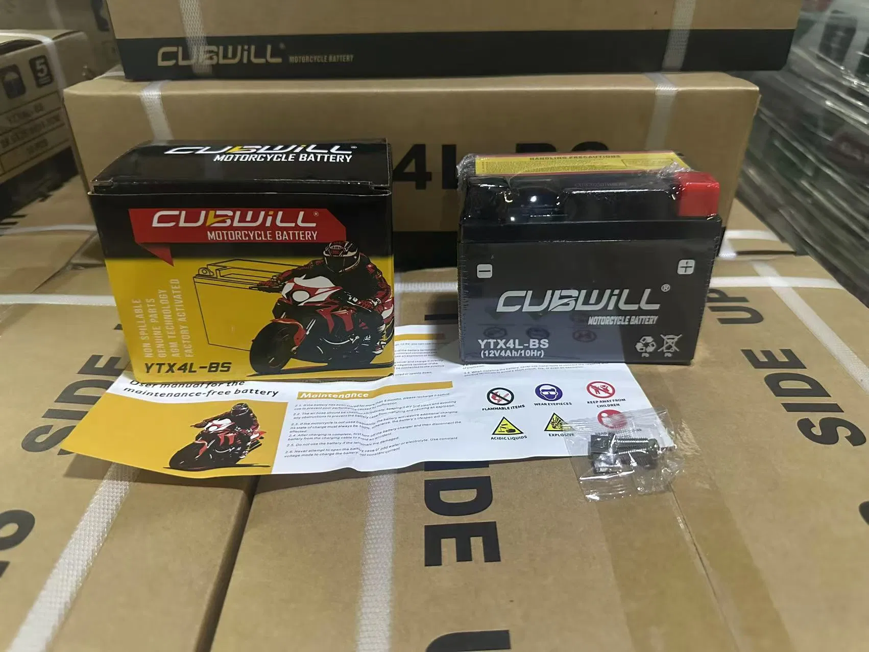 Аккумулятор AGM 12V YTX4L-BS для мотоцикла с кислотным пакетом