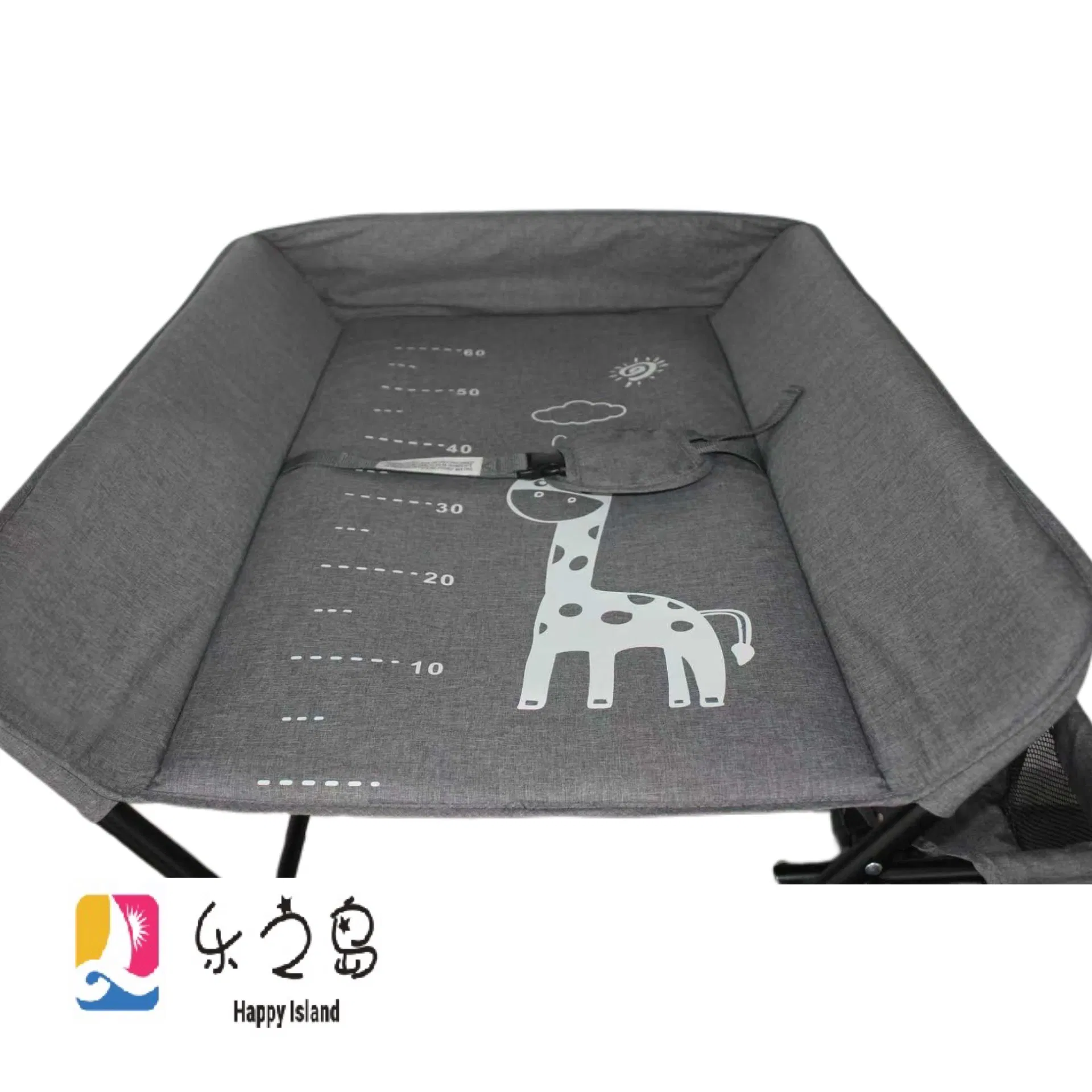 Grey Baby Changing Table with Built-in Storage