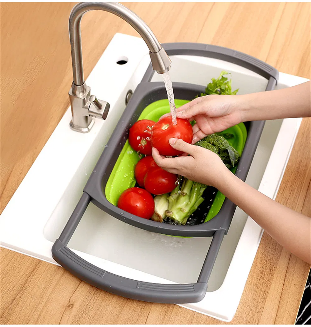 Collapsible Colander Over The Sink Vegetable/Fruit Colanders Strainers with Extendable Handles