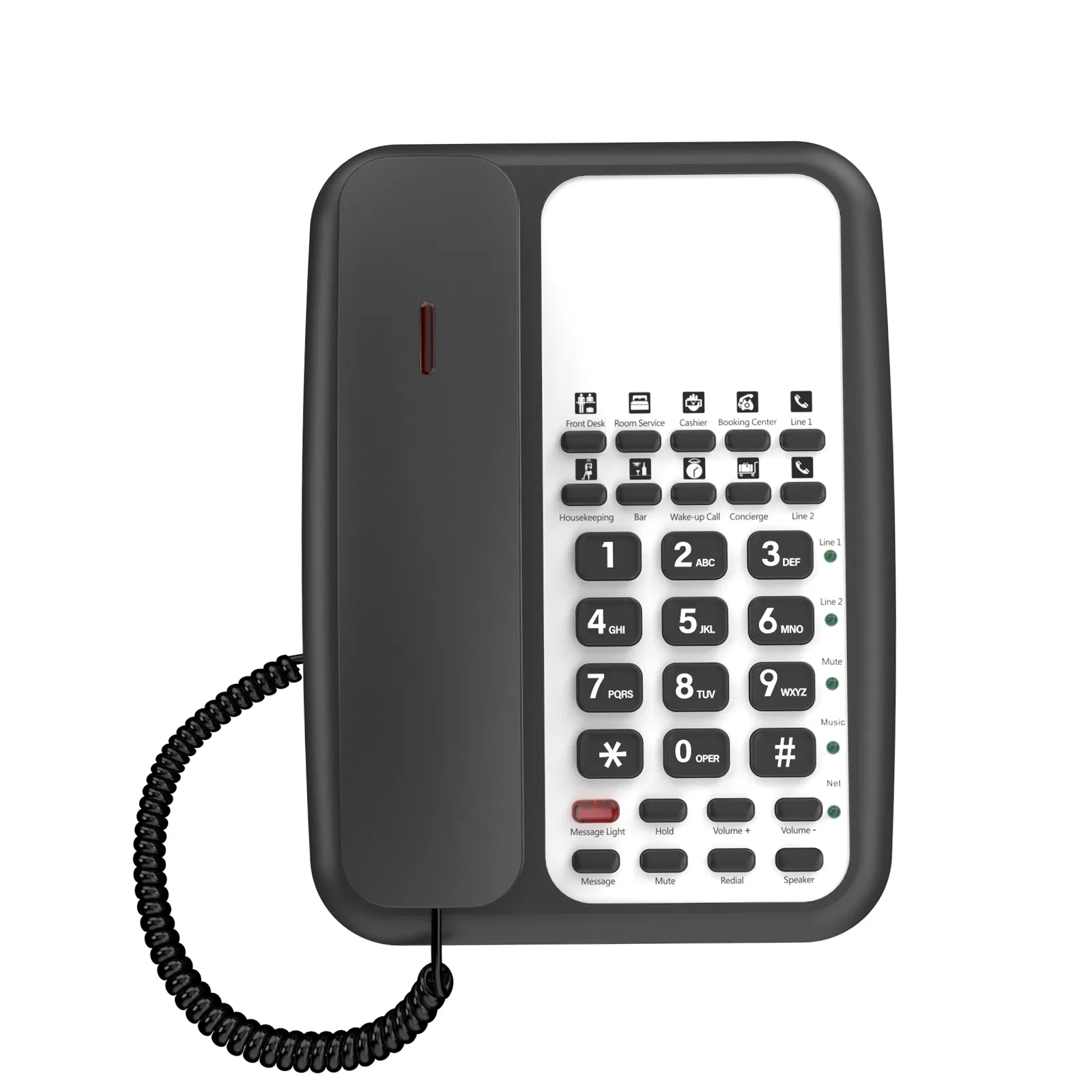 Sleek SIP Hotel Room Telephone with 10 Speed Dial Buttons