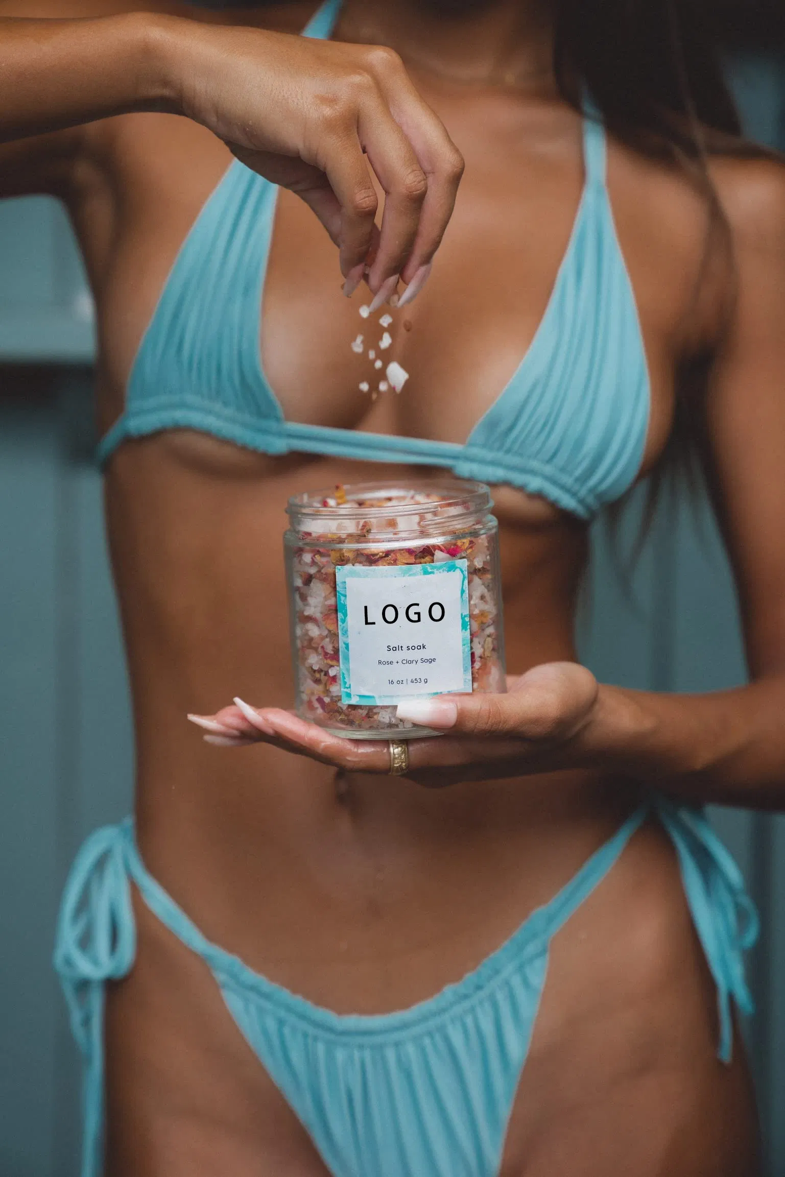 Vegan Salt Bath Herbal Rose Aromatic No Irritation Relax Bath