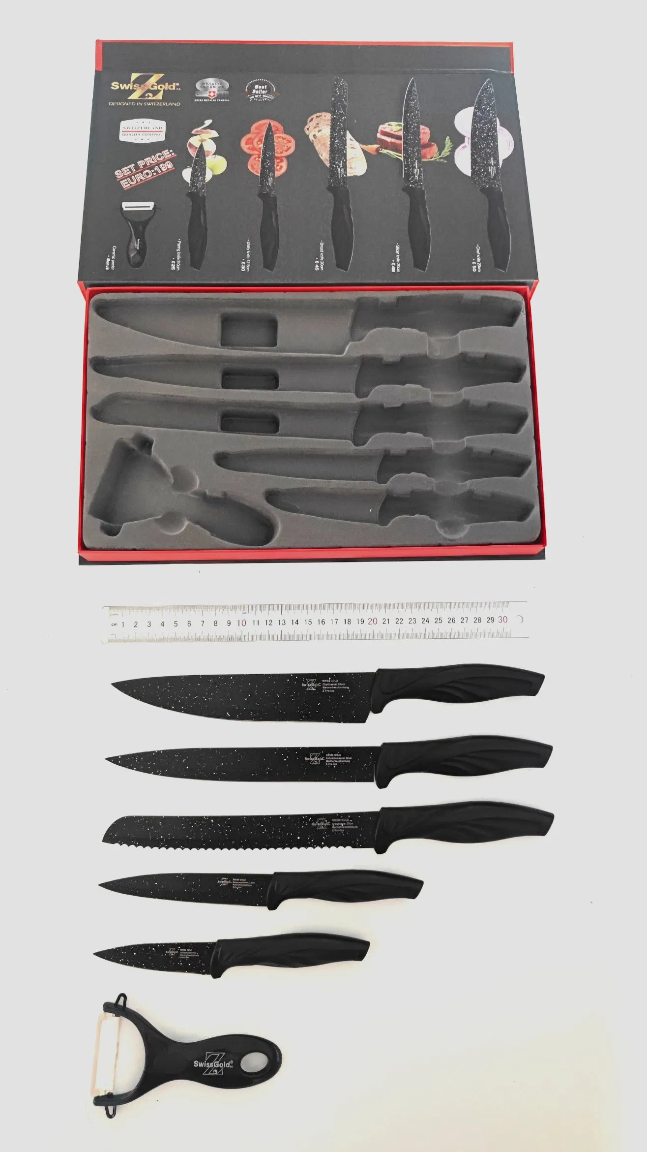 Набор кухонных ножей из нержавеющей стали, 6 предметов