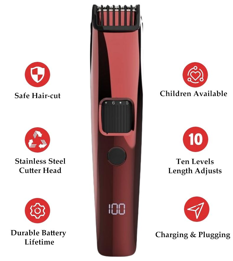 Hair Salon Special LCD Digital Display Barber Shears Men Cordless Hair Trimmer