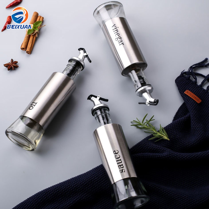 300ml Kitchen Oil Bottle Stainless Steel Leakproof Olive Oil Bottle