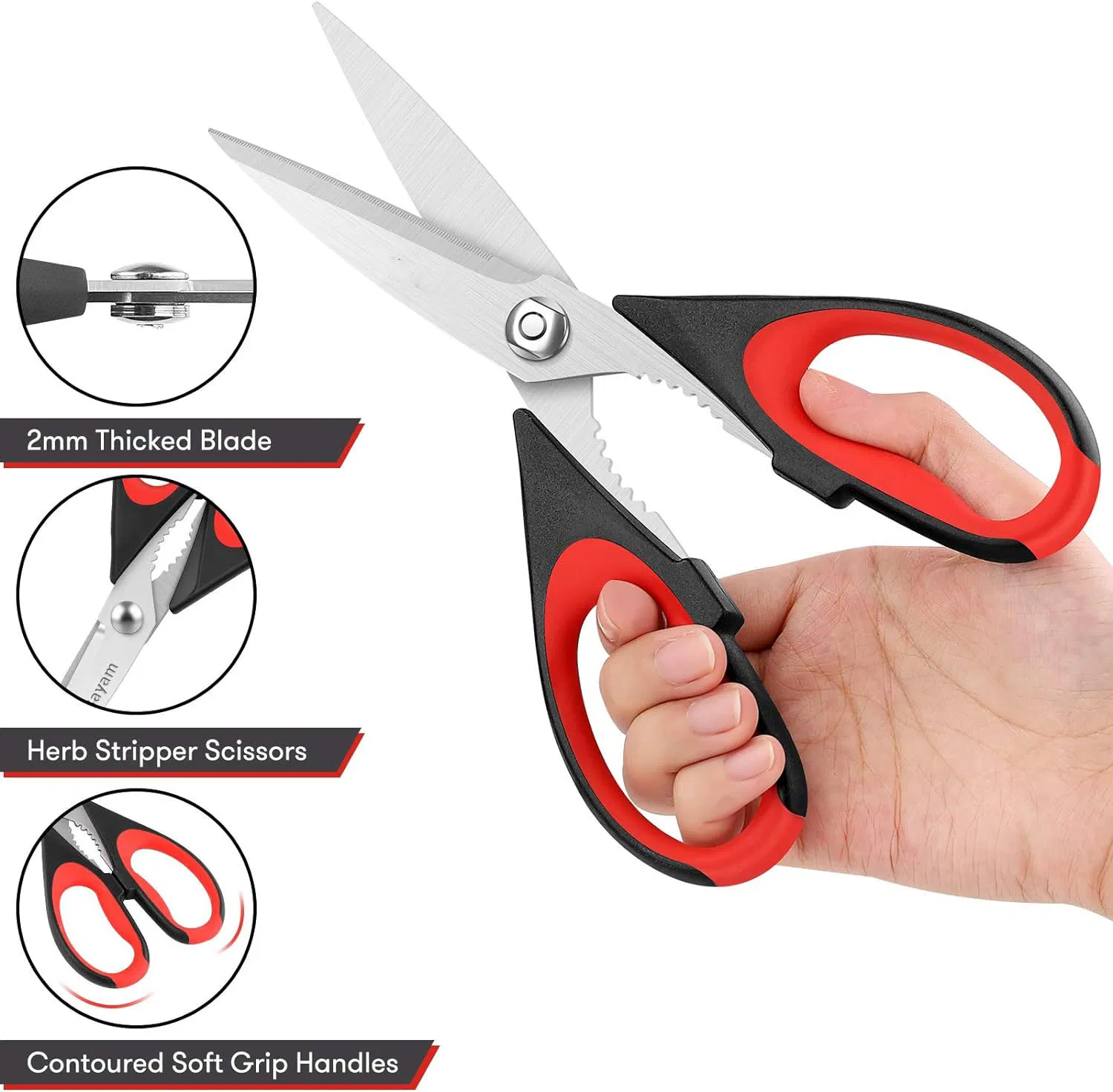 Ds-6604 Kitchen Scissors, 2 Pack All Purpose Poultry Shears Heavy Duty Dishwasher Safe, Come Apart Sharp Stainless Steel Cooking Food Scissors