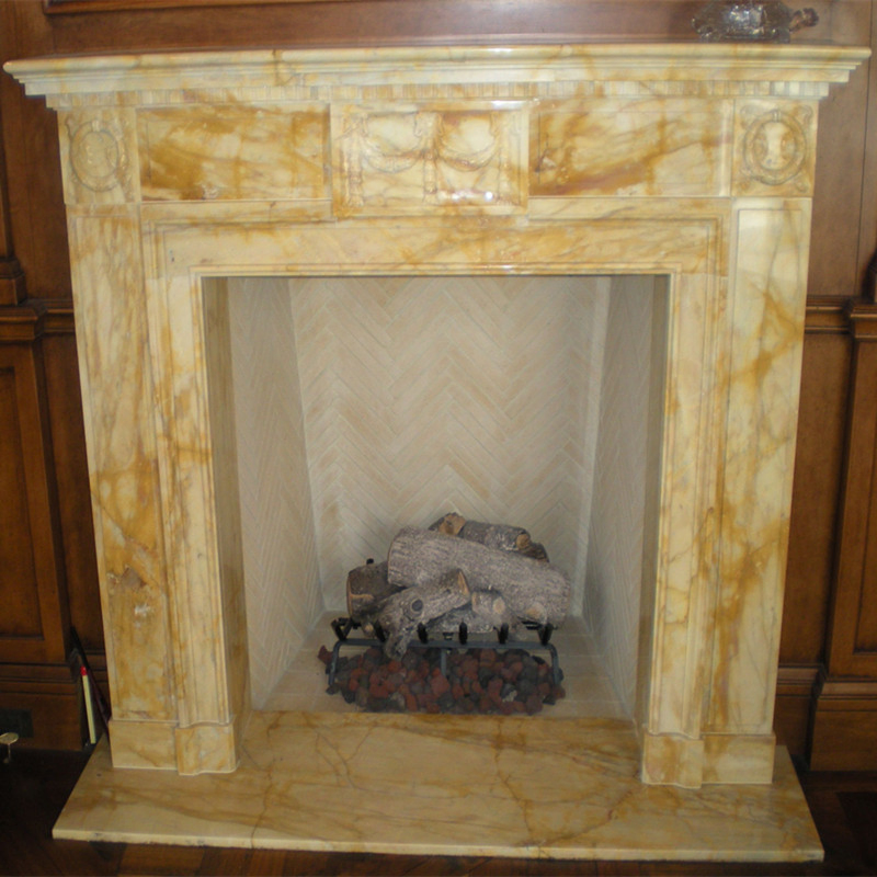 Hand Carving French Style White Marble Fireplace Mantel Surround for Home Decoration