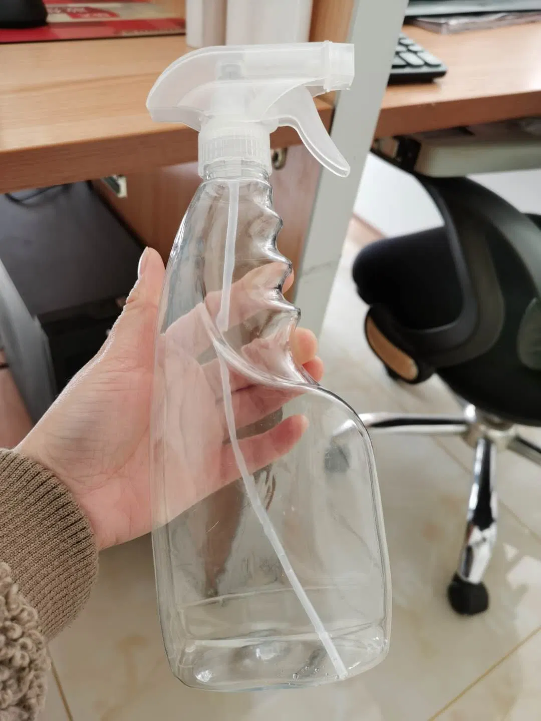 Pet Flat 500ml Plastic Household Cleaning Industry Chemical Trigger Spray Bottle