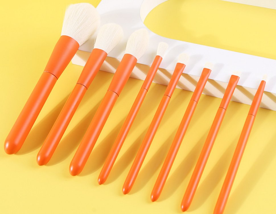 8PCS Candy Color Wood Handle Makeup Brushes Eyeshadow Brush Eyebrow Brush High-Quality Beauty Tools