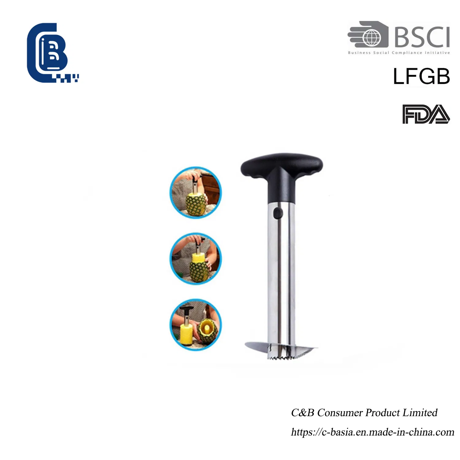 Manual Pineapple Tool - Easy-Clean Peeler, Corer & Slicer (Kitchenware)