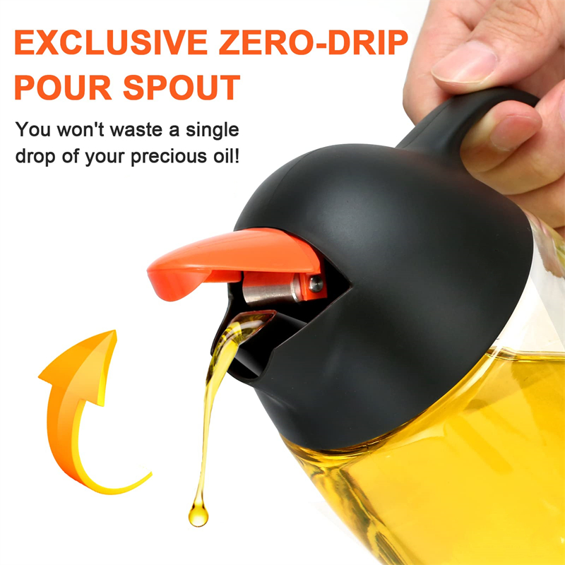 Penguin Leakproof Olive Oil Dispenser Bottle Auto Flip Cap Cooking Oil Dispenser with Non-Slip Handle
