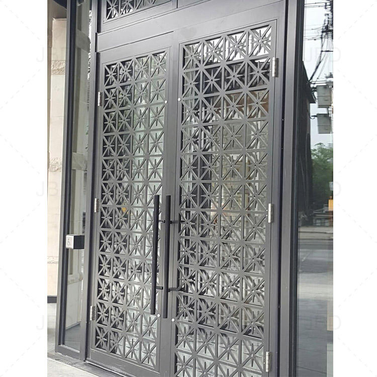Exterior Entrance Metal Aluminium Alloy Fence and Gates Design Outdoor Automatic Aluminum Profile Slat Double Swing Entry Gate