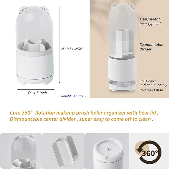 Makeup Organizer with Dustproof Waterproof Lid 360 Rotating Wbb26367