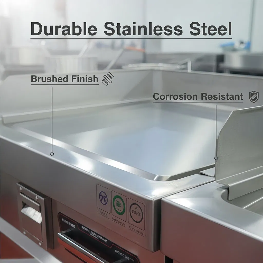 Commercial Griddle with Accurate Temp Control and Removable Tray