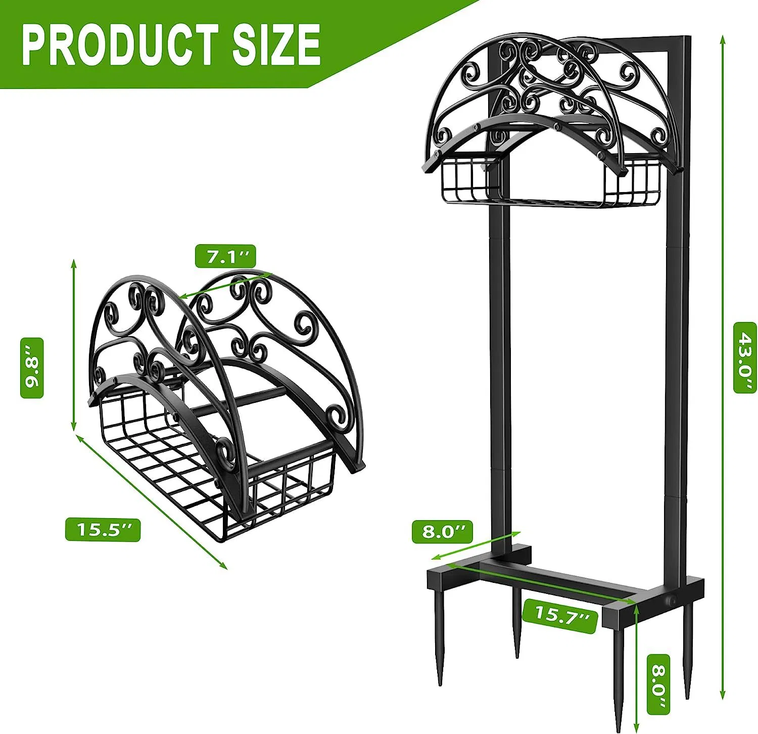 Outdoor Organizer Freestanding Heavy Duty Metal Garden Water Hose Holder