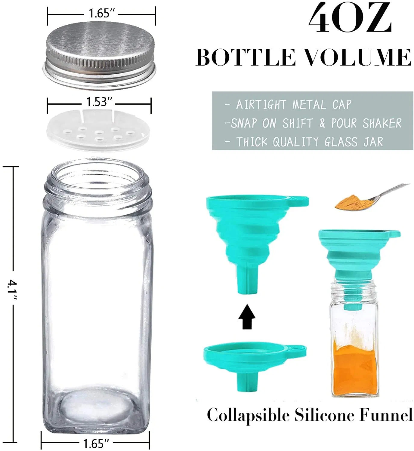 Стеклянная банка для специй 120 мл с крышкой-дозатором