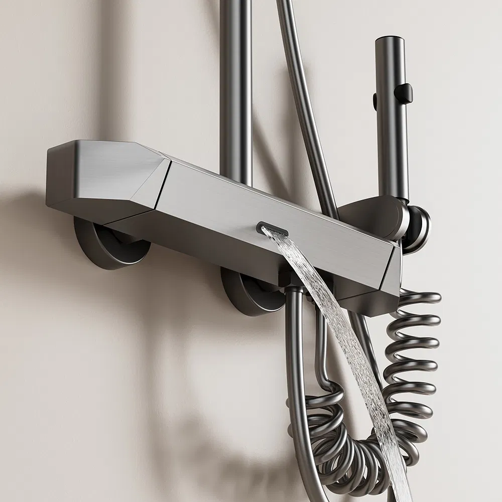 Bathroom Rain Grayshower Mixer Shower Bathing Set Contemporary Exposed Shower Faucet System Dual Handle