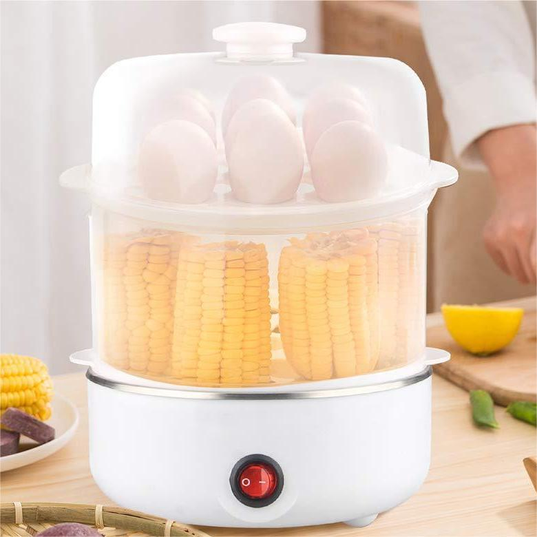 Hard Boiled Electric Rapid 2-Tier Cooker Large 14 Eggs Capacity Egg Boiler