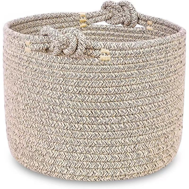 Newest Designed Eco-Friendly Cotton Rope Woven Storage Basket Handmade for Basket for Blankets Living Room Storage Basket